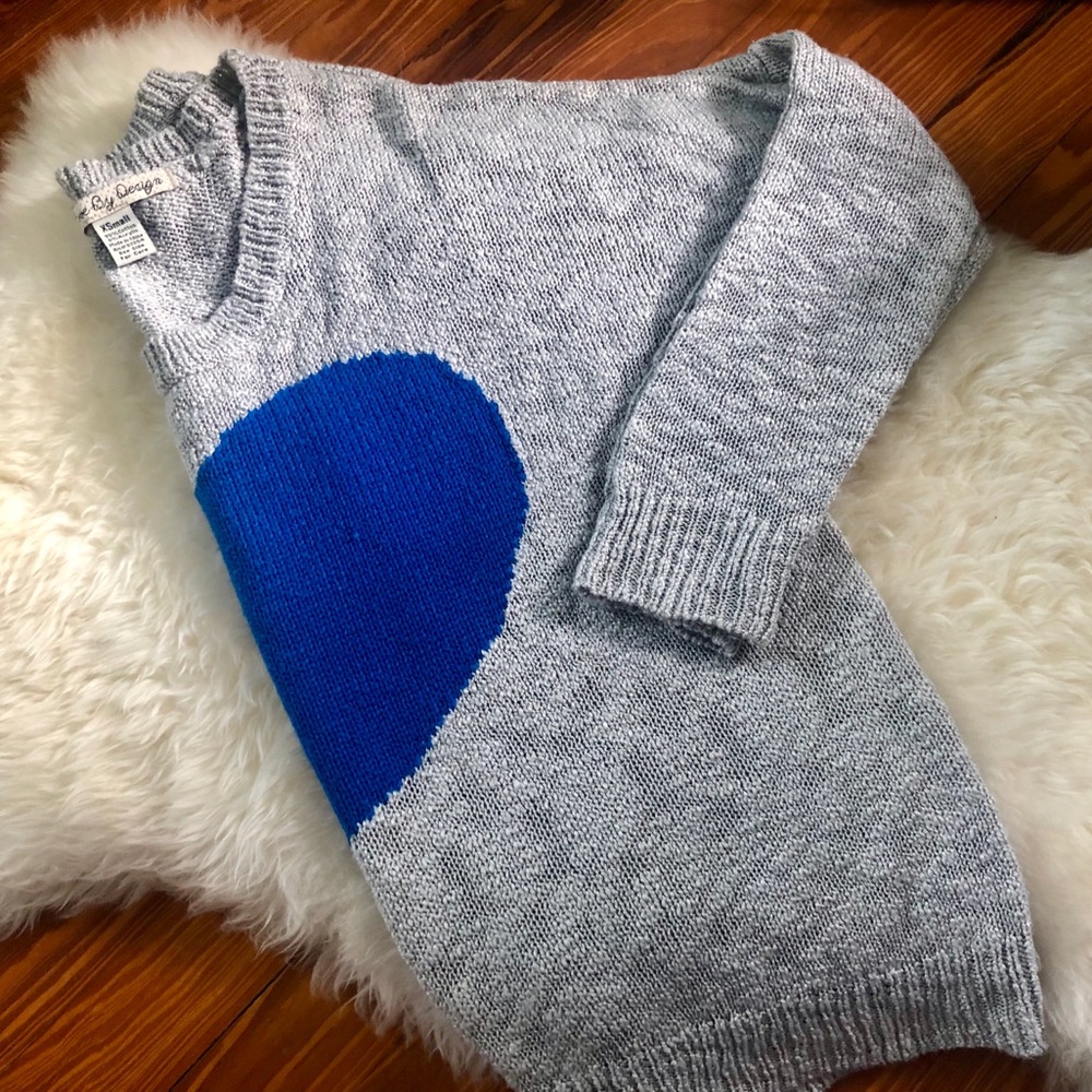 Nordstrom Grey sweater with Blue Heart - Picture 2 of 5